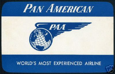 A 1950s Pan Am blue & white luggage label